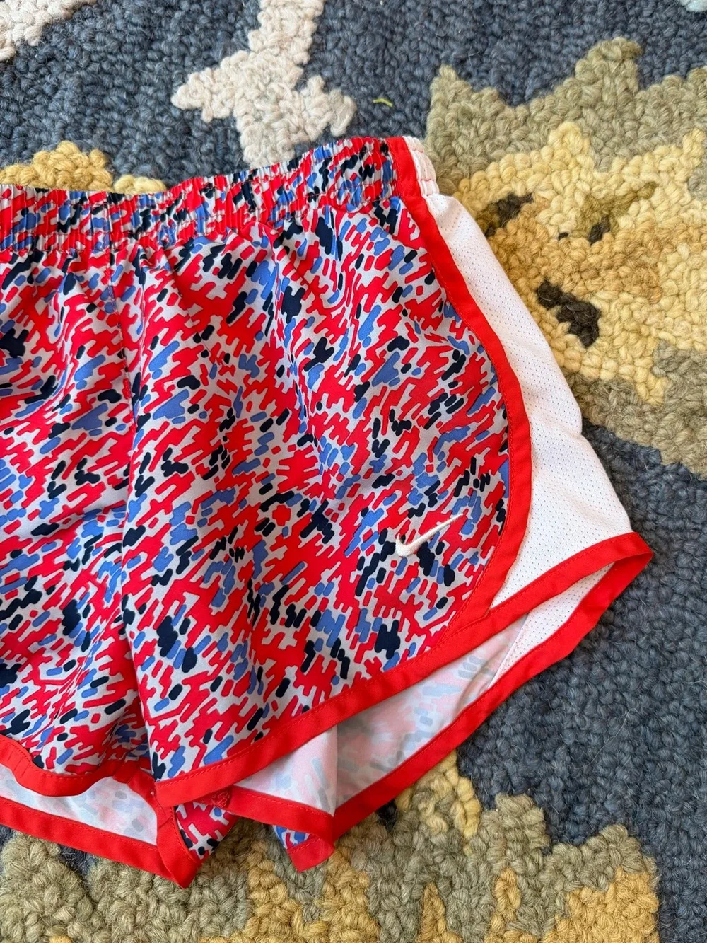 Nike Red, Blue & White Printed Kids' Athletic Shorts